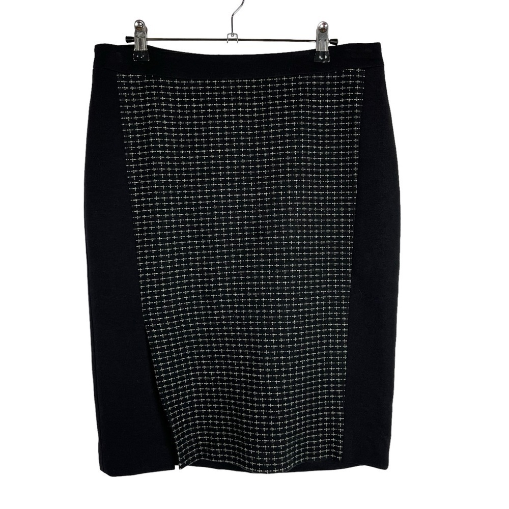Classiques Entier Black & White Grid Plaid Knee Length Pencil Skirt 8
